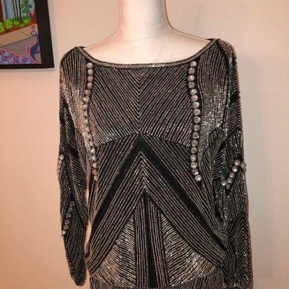 Skirt Set Womens Size Small S Vintage Beaded High Quality Elastic Waist Black - Picture 7 of 16